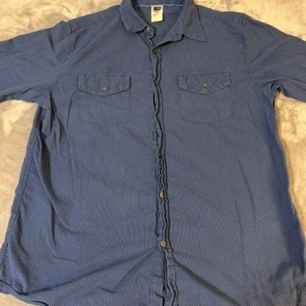The North Face Mens Blue Seersucker Striped Long Sleeve Button Down Shirt XLAP6V